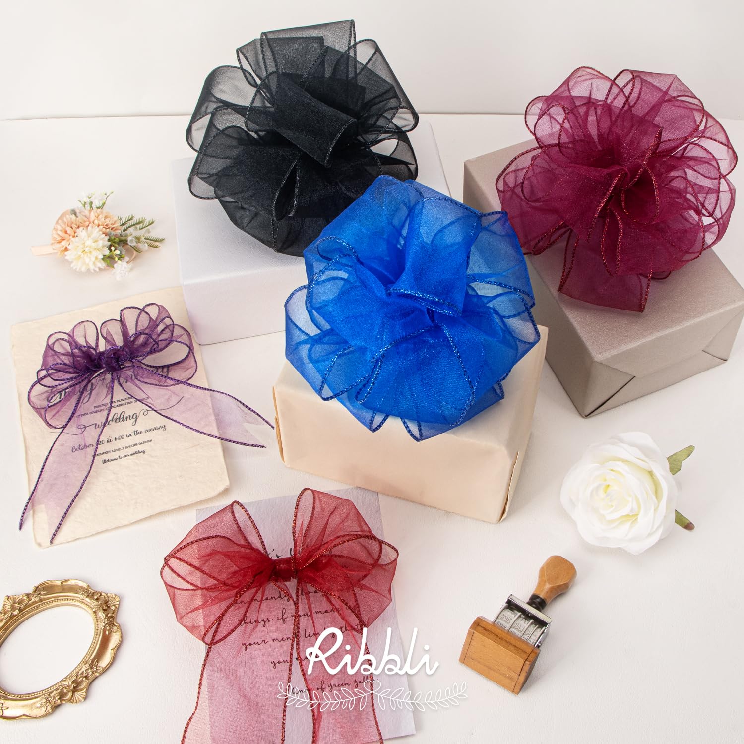 Amazon.co.jp: Ribbli パープルオーガンジーワイヤーリボン
