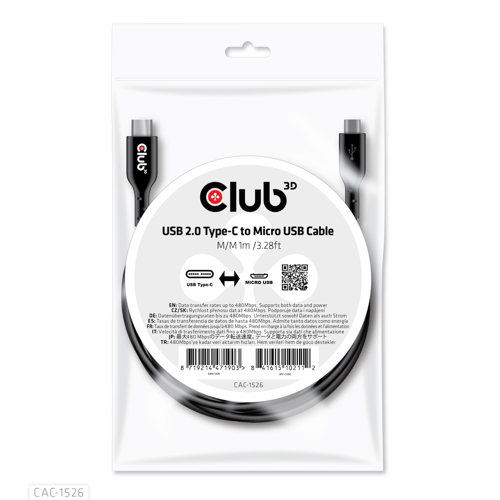 Amazon.co.jp: Club 3D USB 2.0 Type-C to Micro USB オス/オス 1m