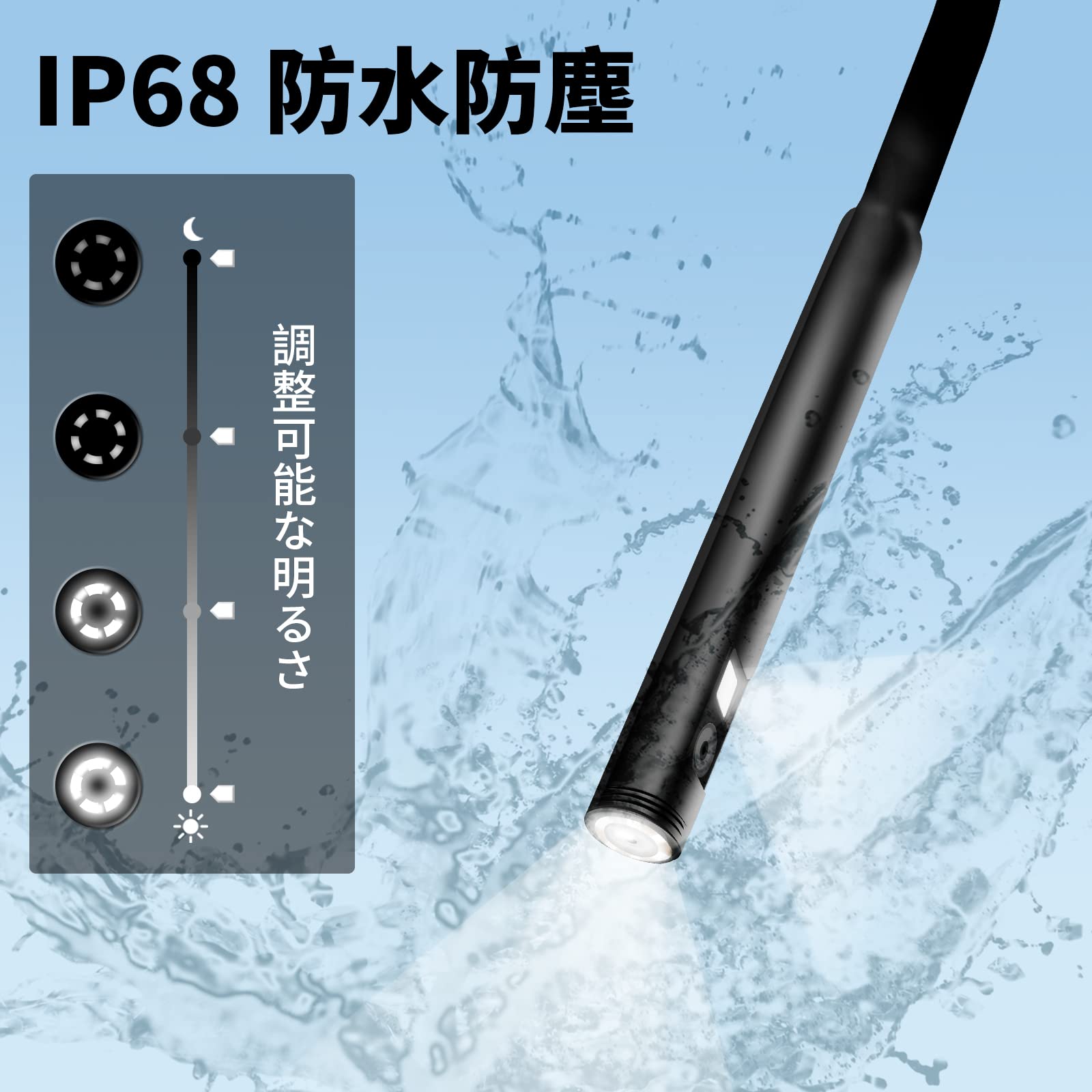 ファイバースコープ 高輝度白色LED4灯 ф5,5mm 特注仕様長3m 41u7aDUjifL.jpg