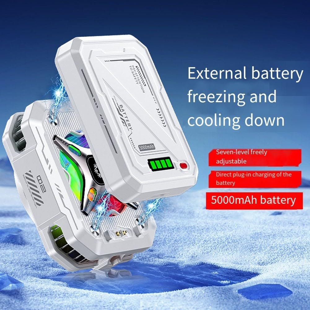 Refroidisseur de téléphone magnétique sans fil avec affichage numérique, batterie rechargeable 5000 mAh, ventilateur de refroidissement pour téléphone mobile, streaming en direct