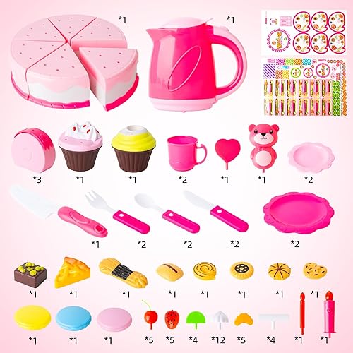 Miniatura 2 de Juguetes de pastel de cumpleaños de corte, juego de simulación de bricolaje con velas para niños, juego de comida para jugar, juguetes de pastel