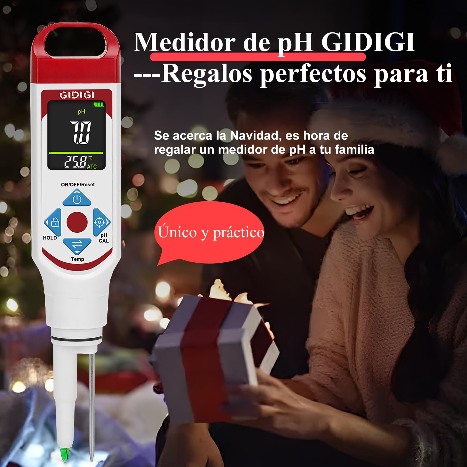 Phmetro Alimentos Medidor pH Digital con Sonda Punta de Lanza para Masa Madre Fermentación Salsas Calientes Vino