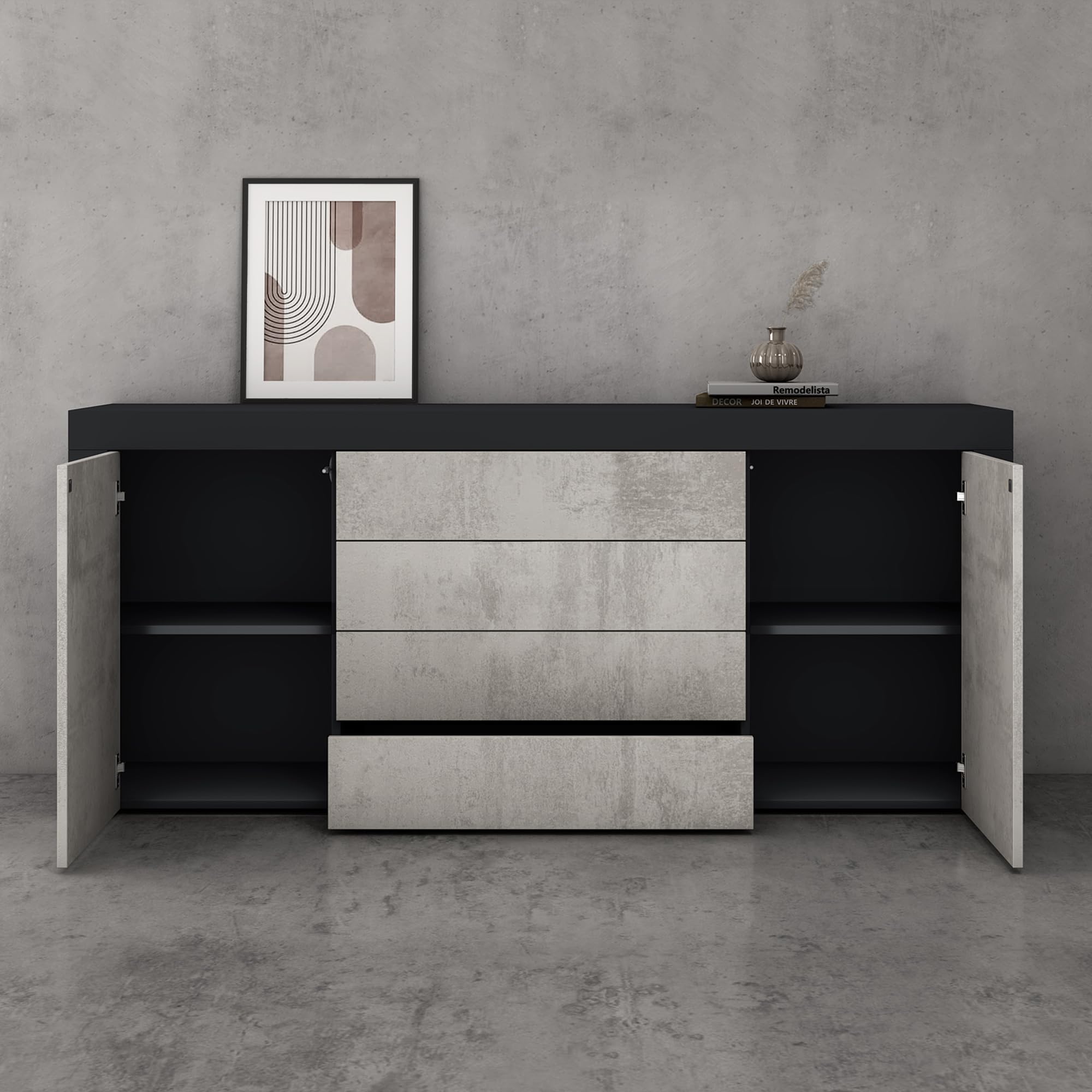 doporro Buffet Commode 167cm Meuble de Rangement Placard avec 2 Portes