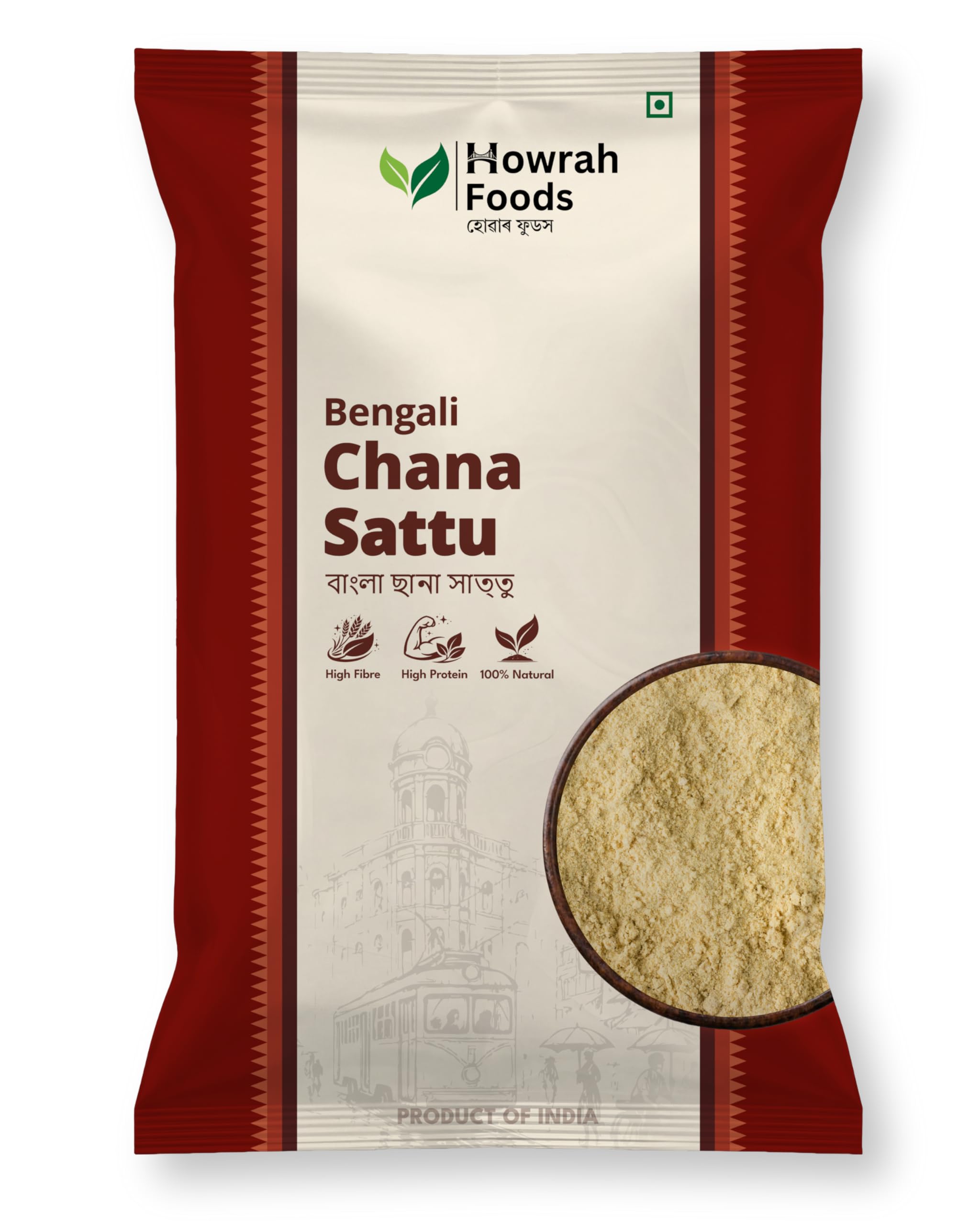 HOWRAH FOODS Bengali Chana Sattu 1 kg | Stone-Ground Roasted Bengal Gram Flour | Daily Nutrition, High Protein & Fiber, Gluten Free | Vegan Digestive Energy Superfood | Authentic Taste of Bengal