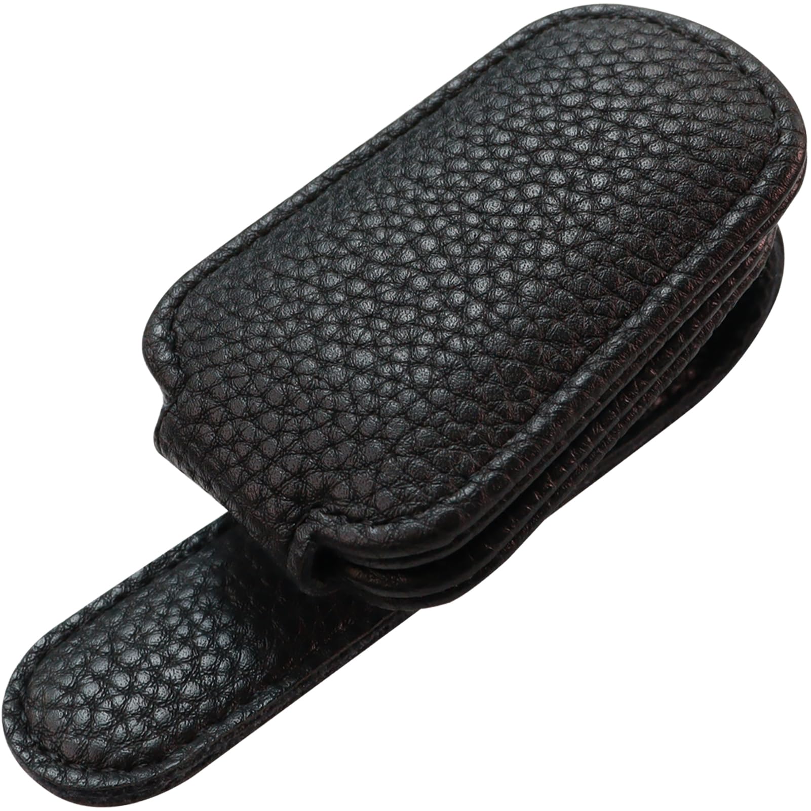 Sunglasses Holder for Car Sun Visor 2 Pack, Magnetic Leather Car Sunglasses Holder, Eyeglass Hanger Clip for Car Universal Car Visor Accessories, Black