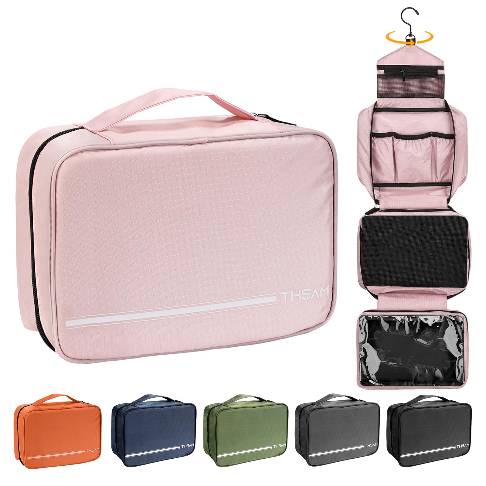 Travel Toiletry Bag for Women Men - Portable Large Hanging Organizer Makeup Bag for Cosmetic, Shampoo, Conditioner, Brushes Set, Cosmetic Travel