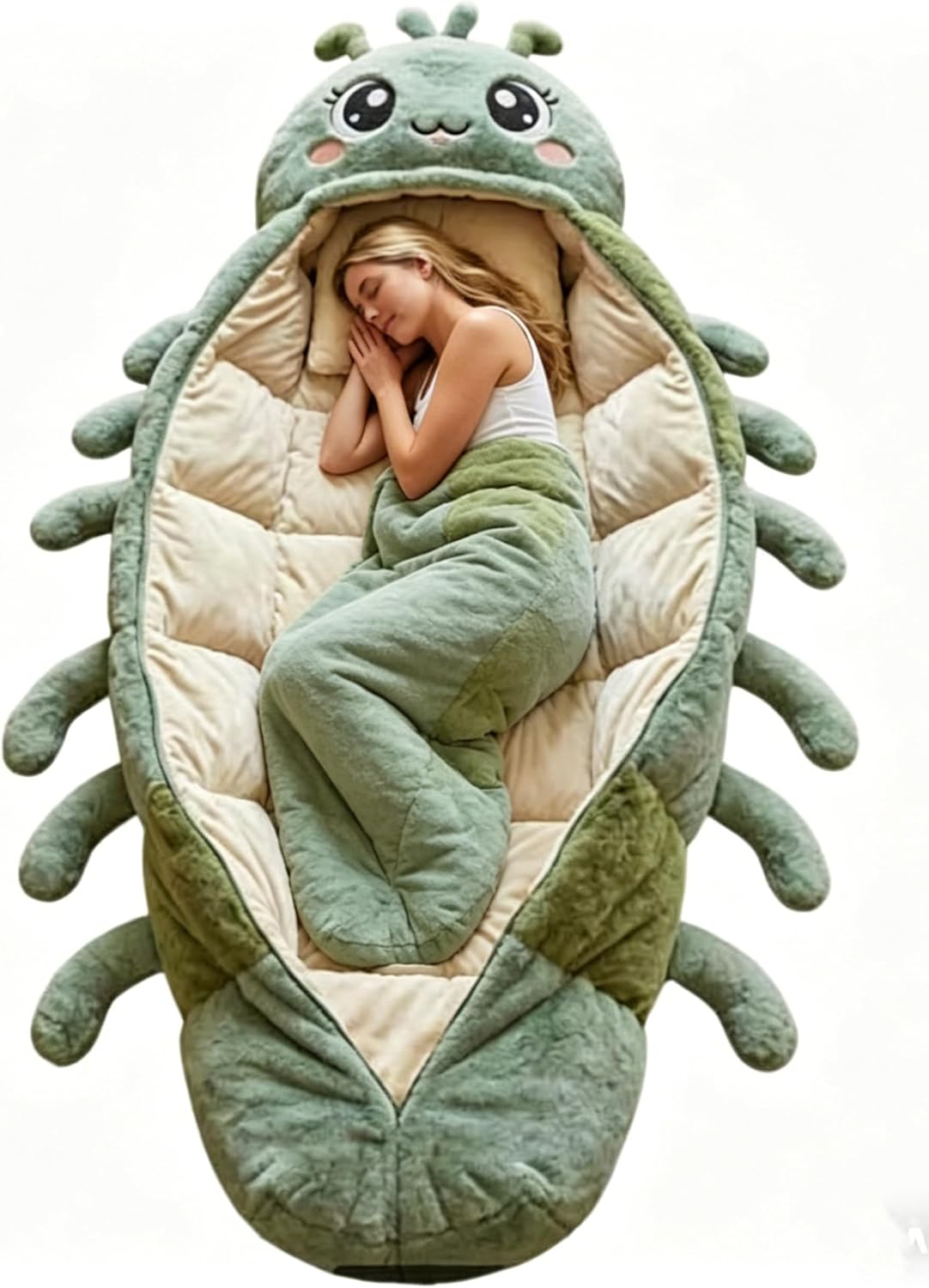 Caterpillar Animal Sleeping Bags for Adults, Plush Cocoon Sleep Pod Adult, Cozy Indoor Nap Pod & Animal Lounger for Relaxation, Cozy Reading Nest