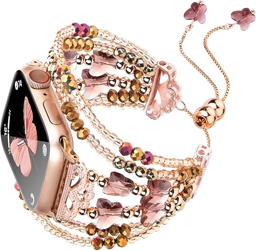 Miniatura 7 de TOMAZON Pulsera bohemia multicapa con cuentas compatible con Apple Watch Series 9 de 1.614 pulgadas, 1.575 pulgadas, 1.496 pulgadas, hecha a mano,