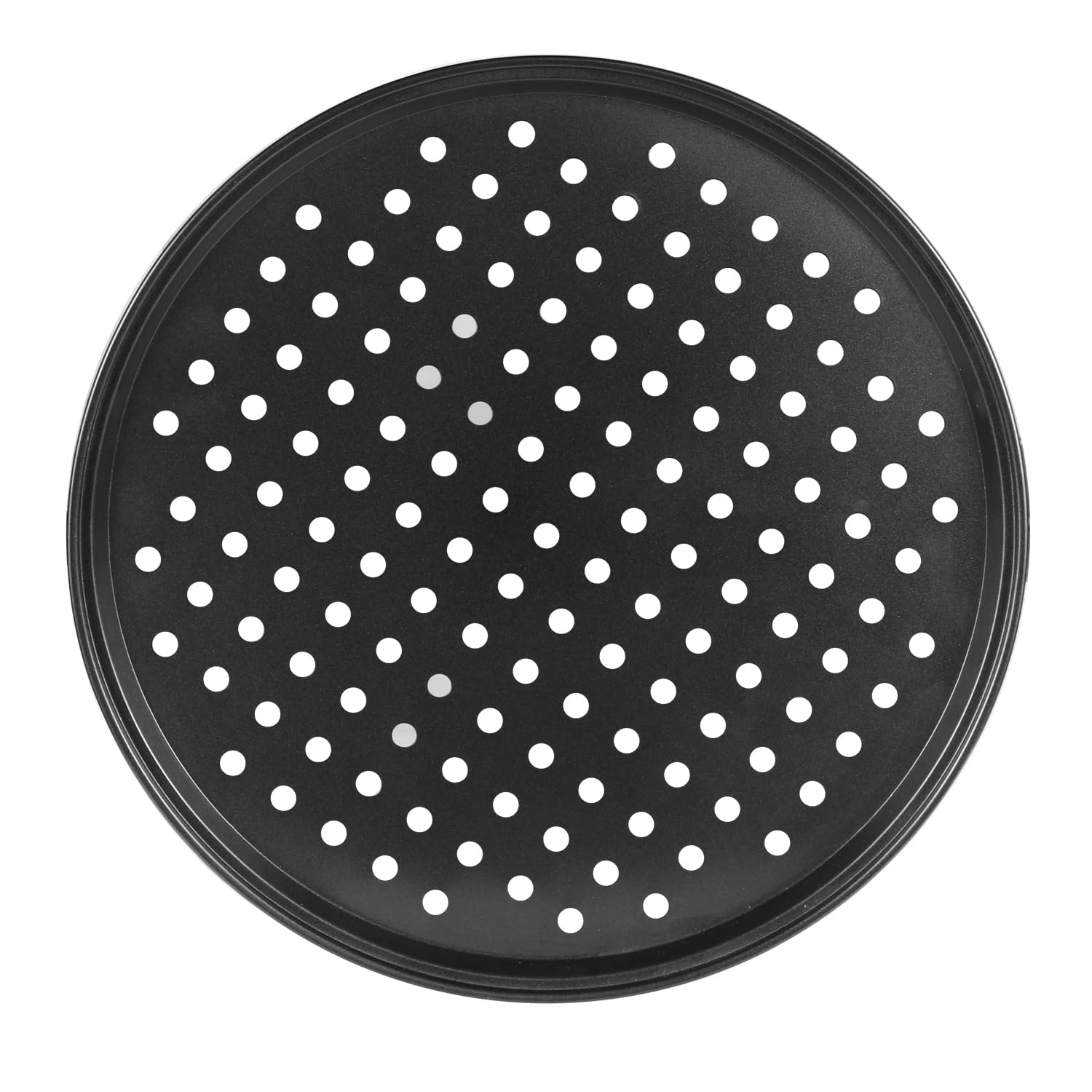 Arcjunys Pizza Tray - Non Stick 12 Inch Carbon Steel Round Baking Tray for Oven Barbeque & Bakeware Supplies - Black