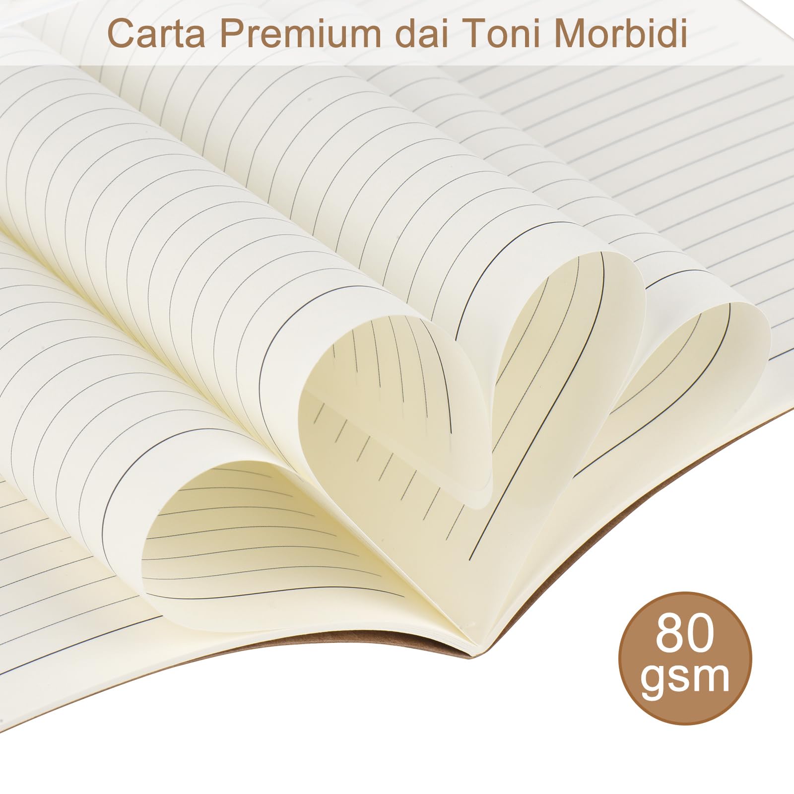 ZCZN Quaderno A5 Rigo 12 Pezzi Copertina Kraft, 30 Fogli/60 Pagine, 20.6x13.7 cm, Marrone