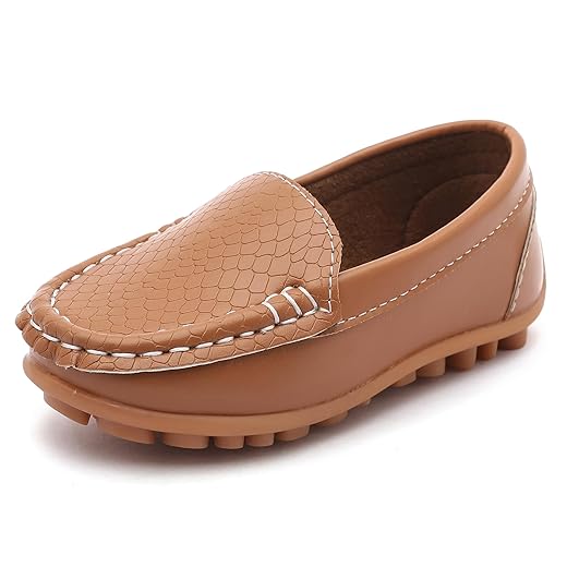 LONSOEN Toddler Little Kid Boys Girls Soft Slip On Loafers Dress Flat Shoes