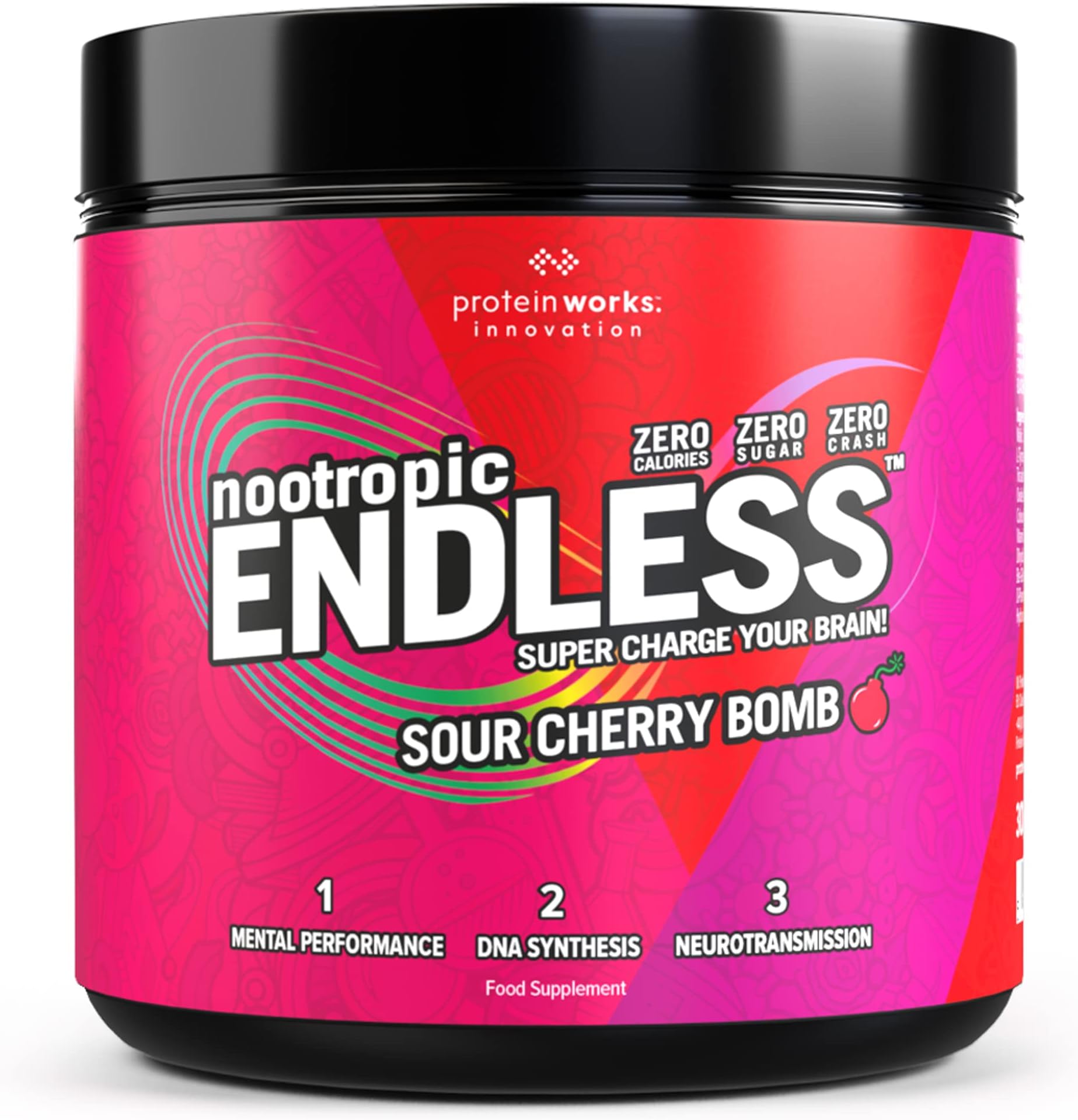 Protein Works - Endless Nootropic | Enhanced Focus & Energy | Brain Booster | Sugar Free & Zero Crash | Sour Cherry Bomb | 300 g
