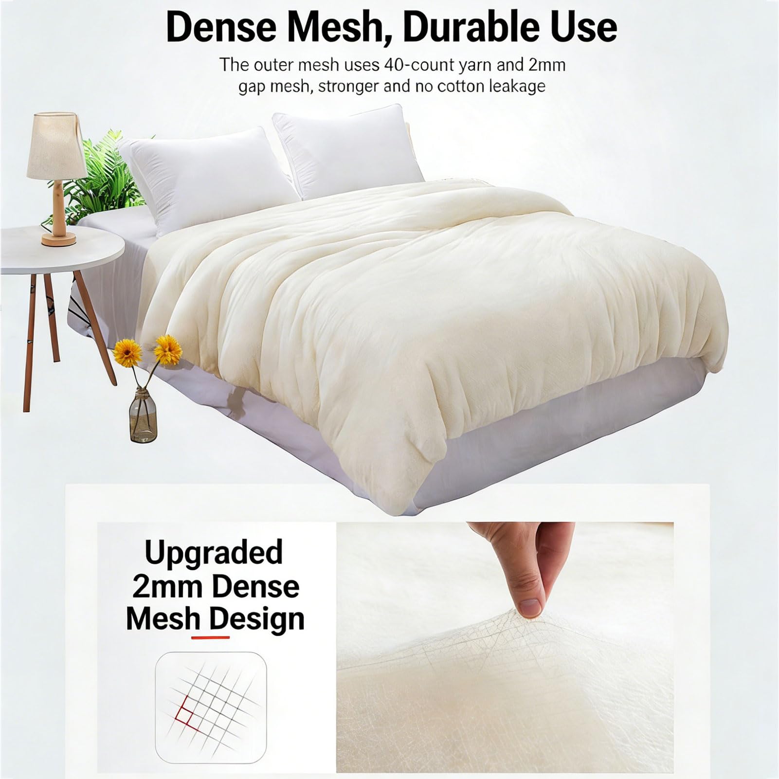 Genérico Relleno Nórdico de Algodón de Fibra Larga Clase A - Edredón de Algodón Natural Suave y Transpirable, Manta para Todas Las Estaciones, Ideal para Alergias y Niños (A 1.8x2.2m/6x7.2ft~2kg)