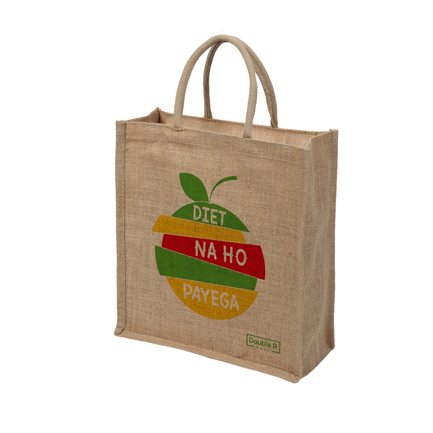 Double R Bags Eco Reusable Print Jute Cloth Carry Lunch Tiffin Bag with