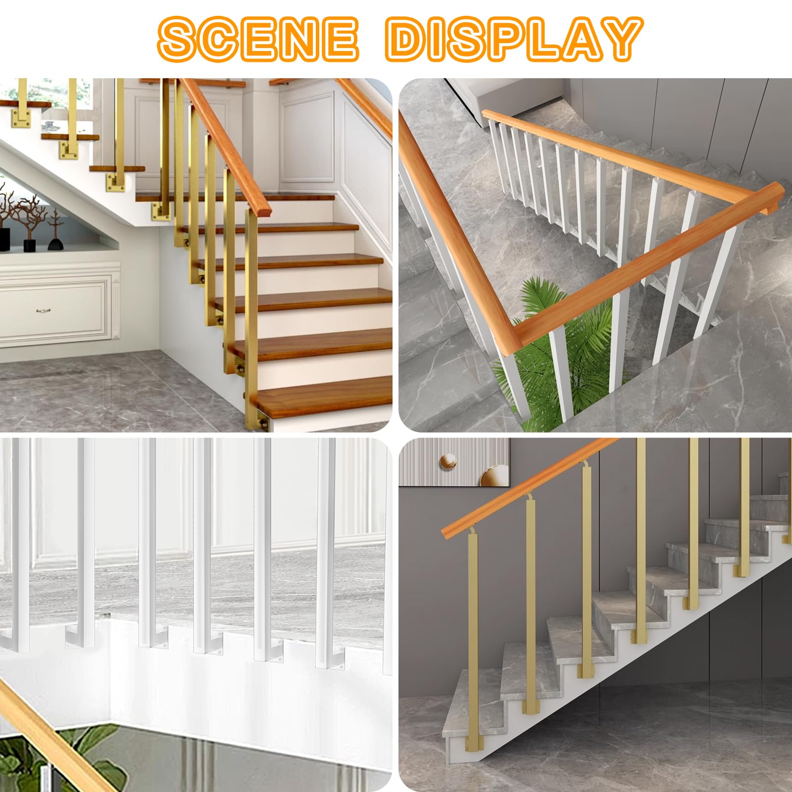 Postes De Balaustre De Escalera Cuadrados: Husillos De Barandilla De Metal Ajustables De 270° Con Base De Soporte Plano Y Kits De Tornillos; Los Postes De Hierro Blanco Son Adecuados Para Terrazas