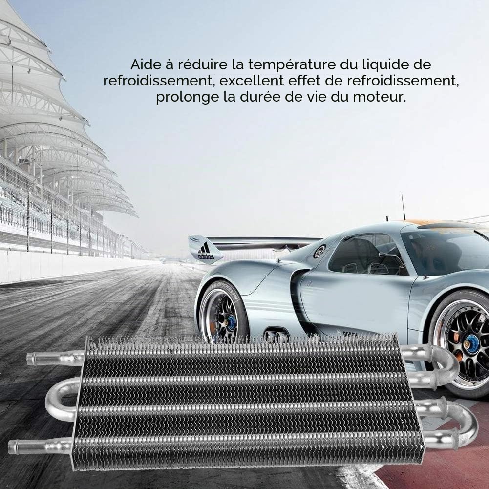 EBTOOLS pour refroidisseur essence Kit de refroidisseur d'huile de direction assistée automobile, tube et ailette refroidisseur de transmission voiture 4 rangées convertisseur de radiateur auto-manue