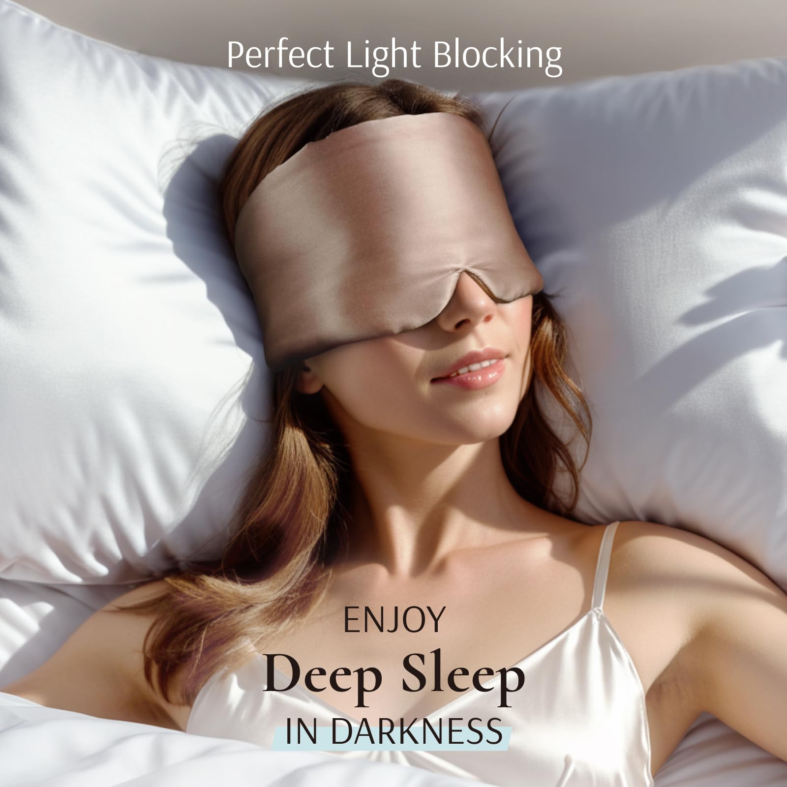 Zenssia Antifaz para dormir 100% seda de morera para hombre y mujer con diadema ajustable, máscara de dormir grande de tamaño completo y venda para los ojos para un oscurecimiento total para dormir