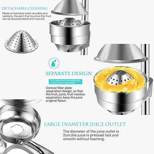Miniatura 5 de Exprimidor manual de prensa de cítricos Exprimidor de limón de mano naranja Exprimidor de prensa Exprimidor de frutas y trituradora de frutas
