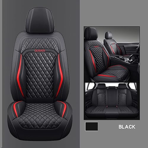 Miniatura 2 de 04 Leather Car Seat Covers Full Set Faux Leatherette Automotive Vehicle Cushion Cover Universal Fit Most Cars Sedans SUVs and Trucks (Black, Full