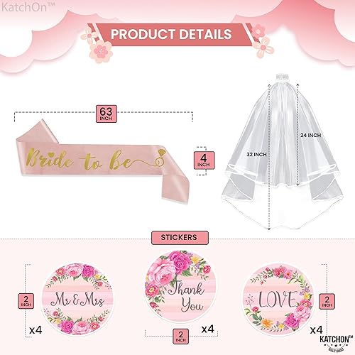 Miniatura 5 de KatchOn, Juego de 59 decoraciones de despedida de soltera de oro rosa, paquete de 59 | Cartel de novia para ser, kit de decoración de despedida de