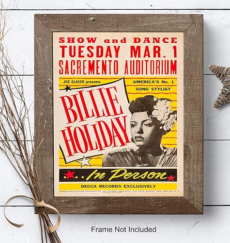 Miniatura 8 de Arte de pared de Billie Holiday - Póster de Billy Holiday - Carteles vintage de concierto de 8x10 - Arte de pared afroamericano - Regalos de músico