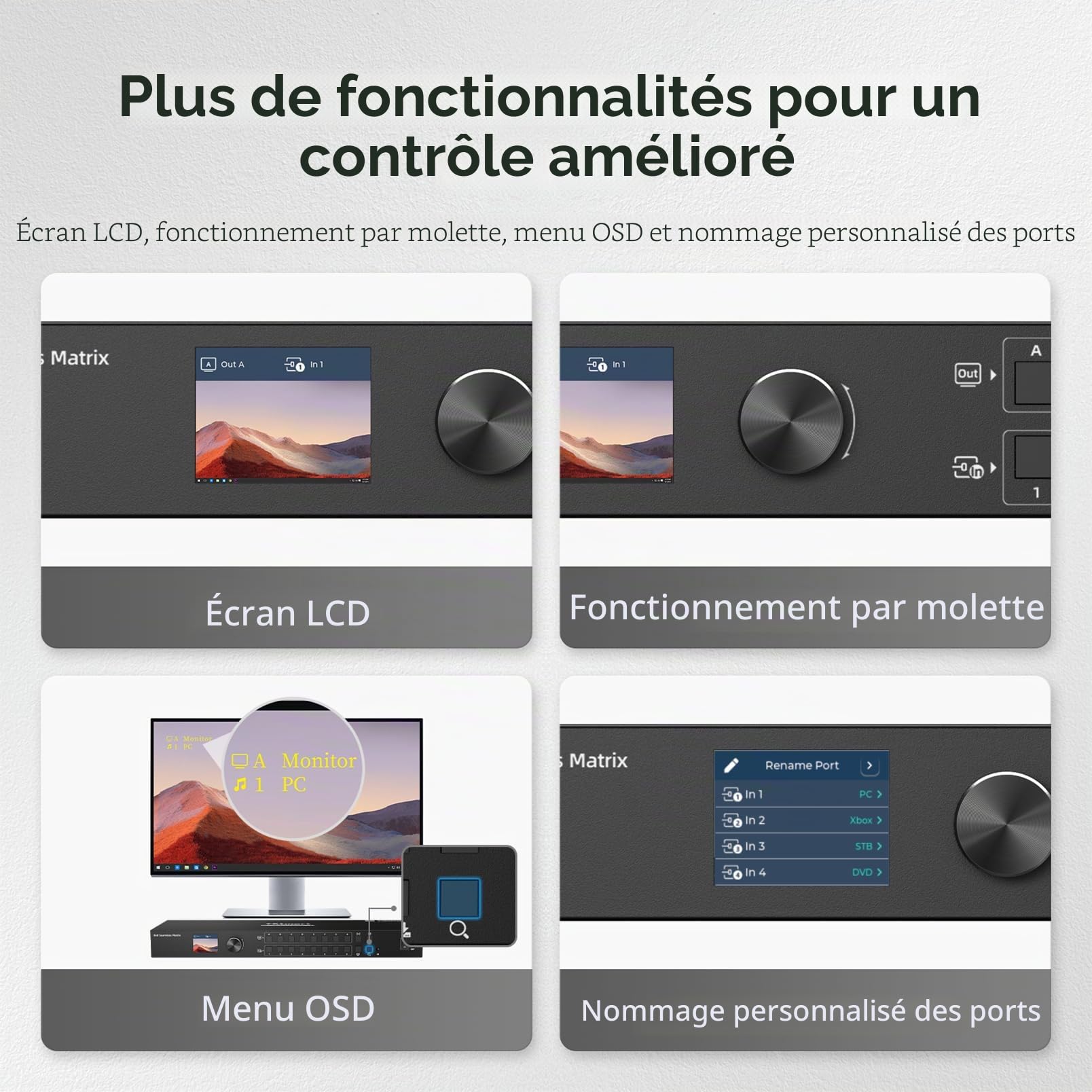 TESmart 8x8 Seamless HDMI Matrix Switch 1920x1080@60Hz Commutateur matriciel, Rack Mount HDMI Matrix Switcher 8 en 8 Out, Télécommande, avec Audio Split, Preview Mode, RS-232, LAN Control, Rename Port