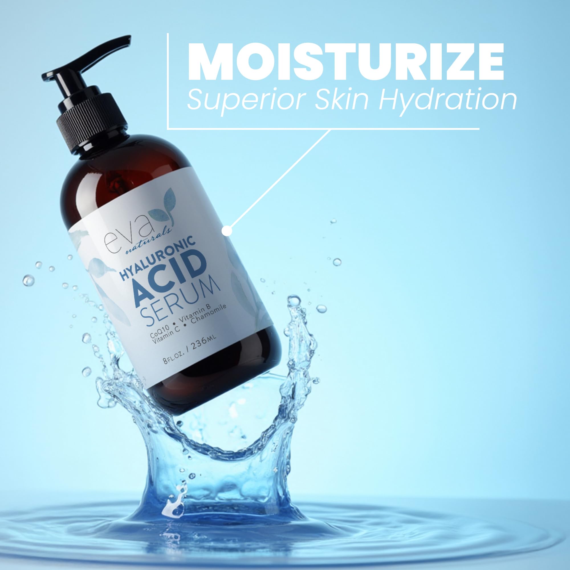 Eva Naturals Hyaluronic Acid Facial Serum – Hydrating Anti-Aging Skin Care