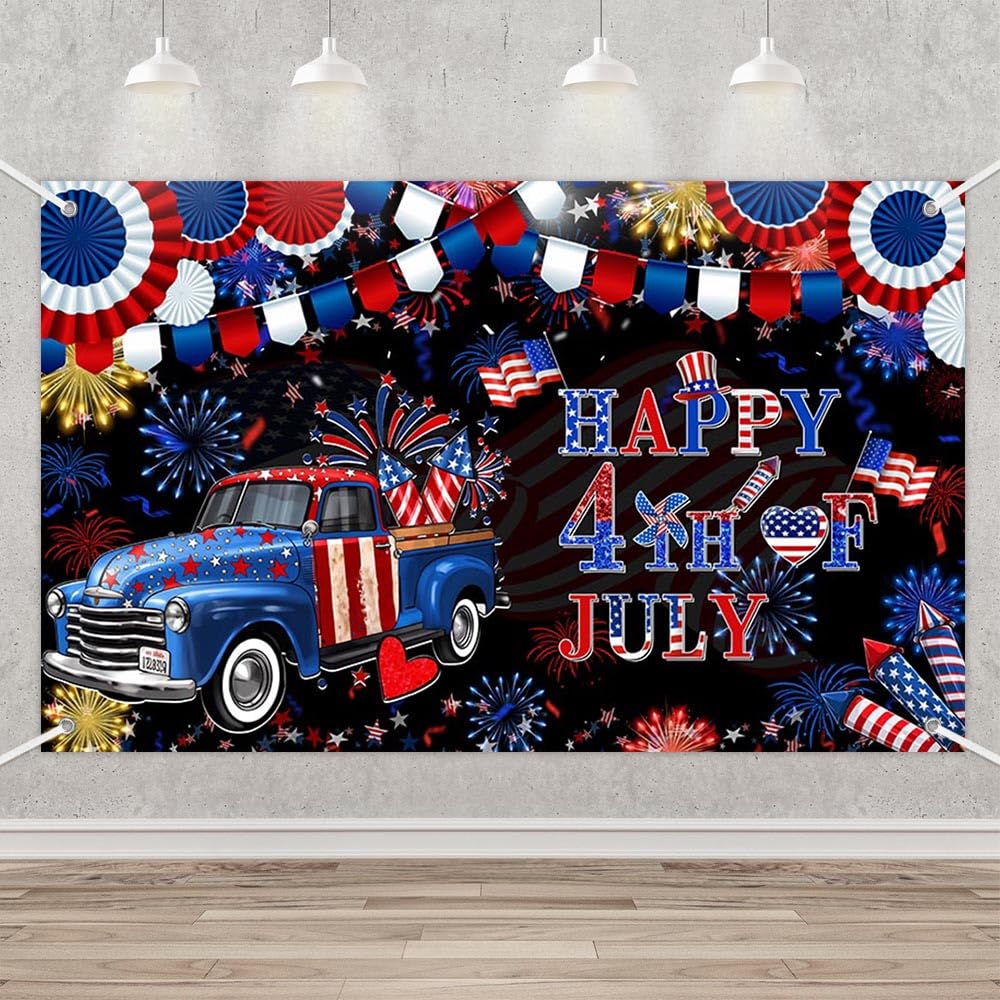 MEHOFOND 4th of July Banner, 4th of July Wall Banner for 4th of July Decorations, Independence Day Wall Decorations, Fourth of July Party Decorations,