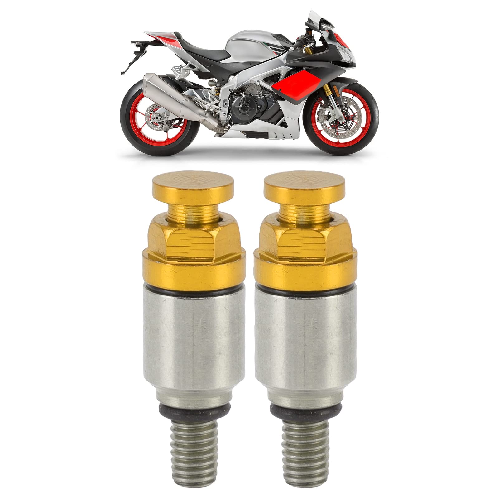 Sfiato Aria Forcella Moto, 2 Pezzi M5x0.8 Sostituzione Valvola di Sfogo Pressione Forcella Forcella in Lega di Alluminio per CRF150R CR125R CR250R CRF250R (Giallo)