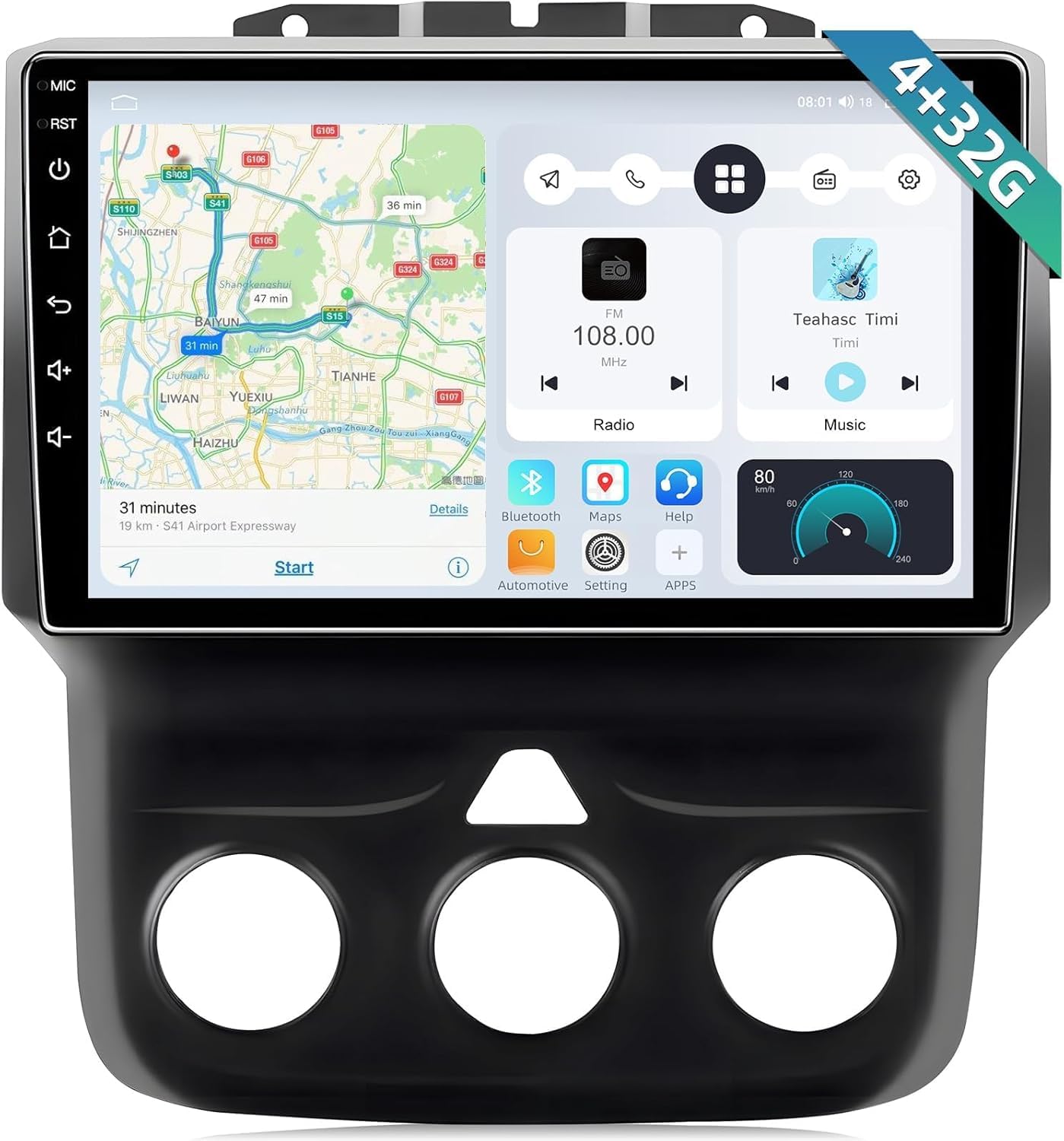 [4+32G] 5GWIF Car Radio Stereo for Dodge Ram 1500 2500 3500 2013 2014 2015 2016 2017 2018: Upgrade 9" 1280 * 720 Touch Screen Replacement with Android 13 CarPlay Android Auto FM RDS (Manual AC)