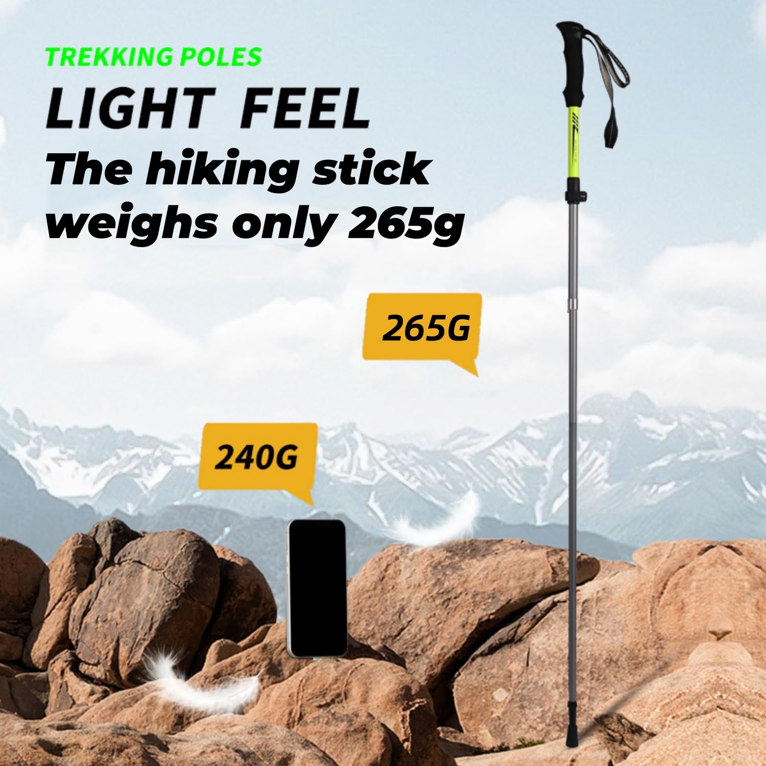 Bastoni da Trekking,2PCS Bastoni Trekking Pieghevoli,Bastoncini Trekking Pieghevoli Nordic Walking,Bastoncini Trekking in Carbonio o Alluminio,Regolabili da 110 a 130 cm
