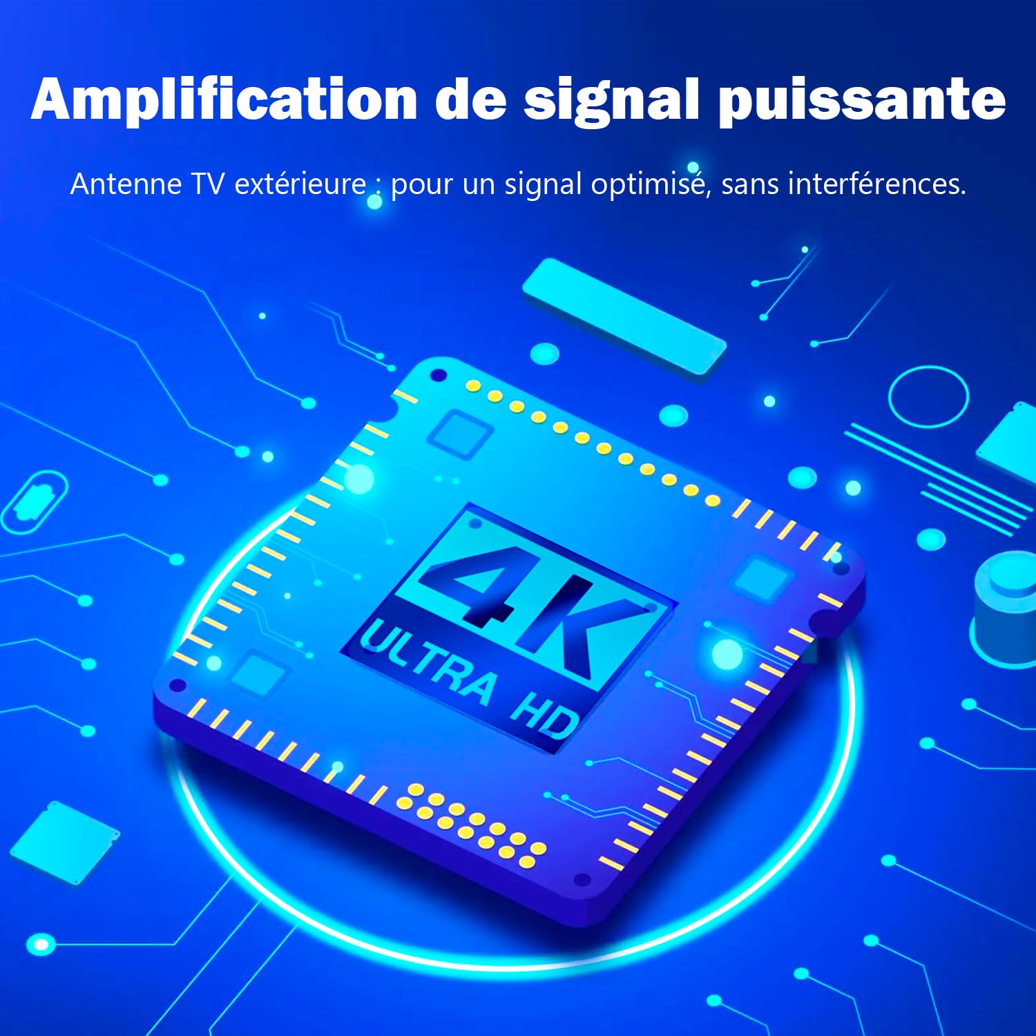 Antenna TV esterna Yagi a lungo raggio - Ricezione TNT HD/UHD 4K - Antenna Rastrello potente per zona bianca - compatibile DVB-T/T2 - Filtro 4G/5G - Cavo coassiale 8M incluso (K09E-FR-260402-Orange)