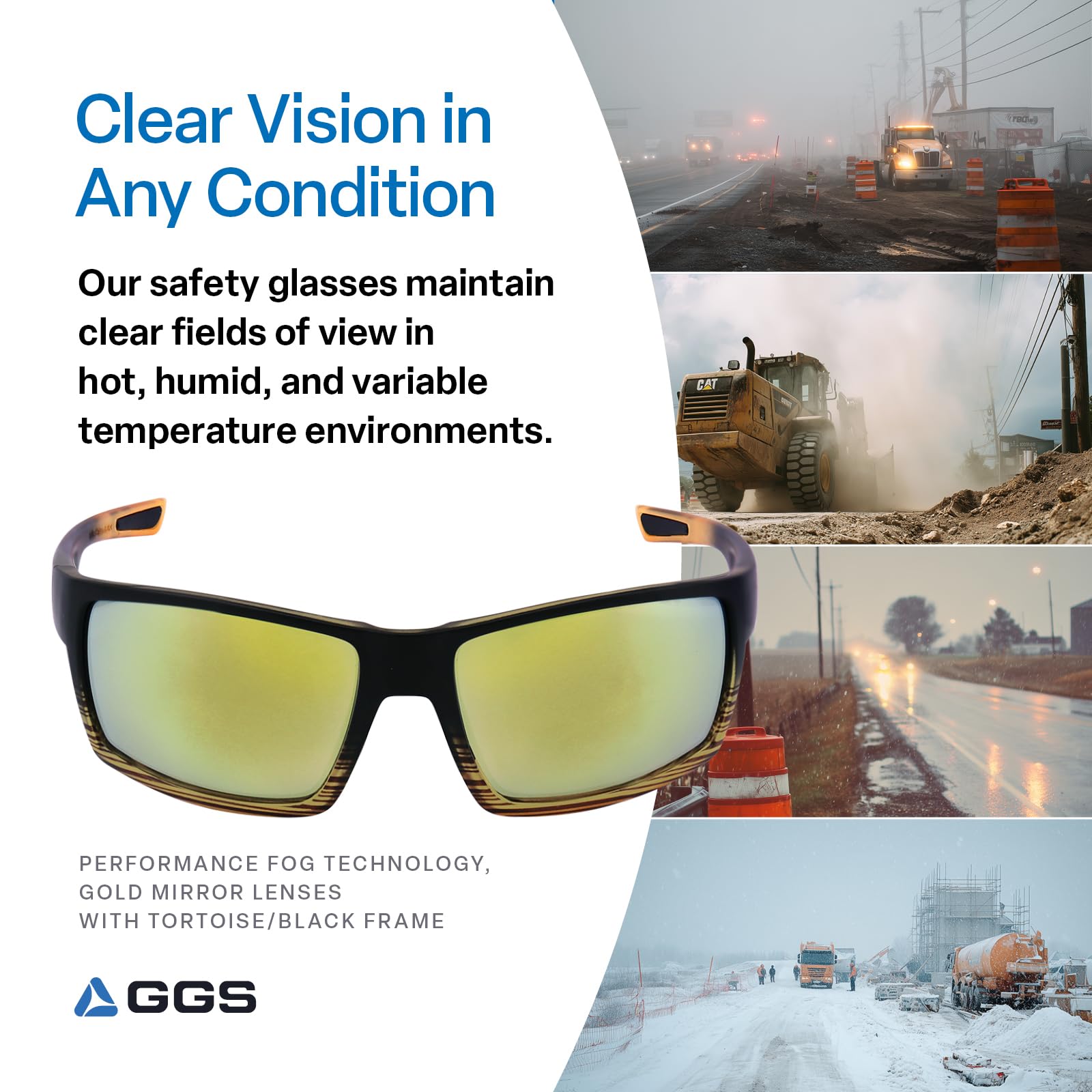 Bullhead Safety Gafas polarizadas Sawfish con tecnología de niebla de rendimiento, ANSI Z87+, luz azul con luz UV y protección antiarañazos, lentes de espejo dorado con marco de tortuga/negro
