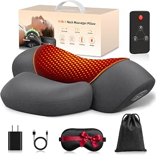 3 in-1 Cordless Neck Massager Pillow with Heat, Vibration, Remote Control