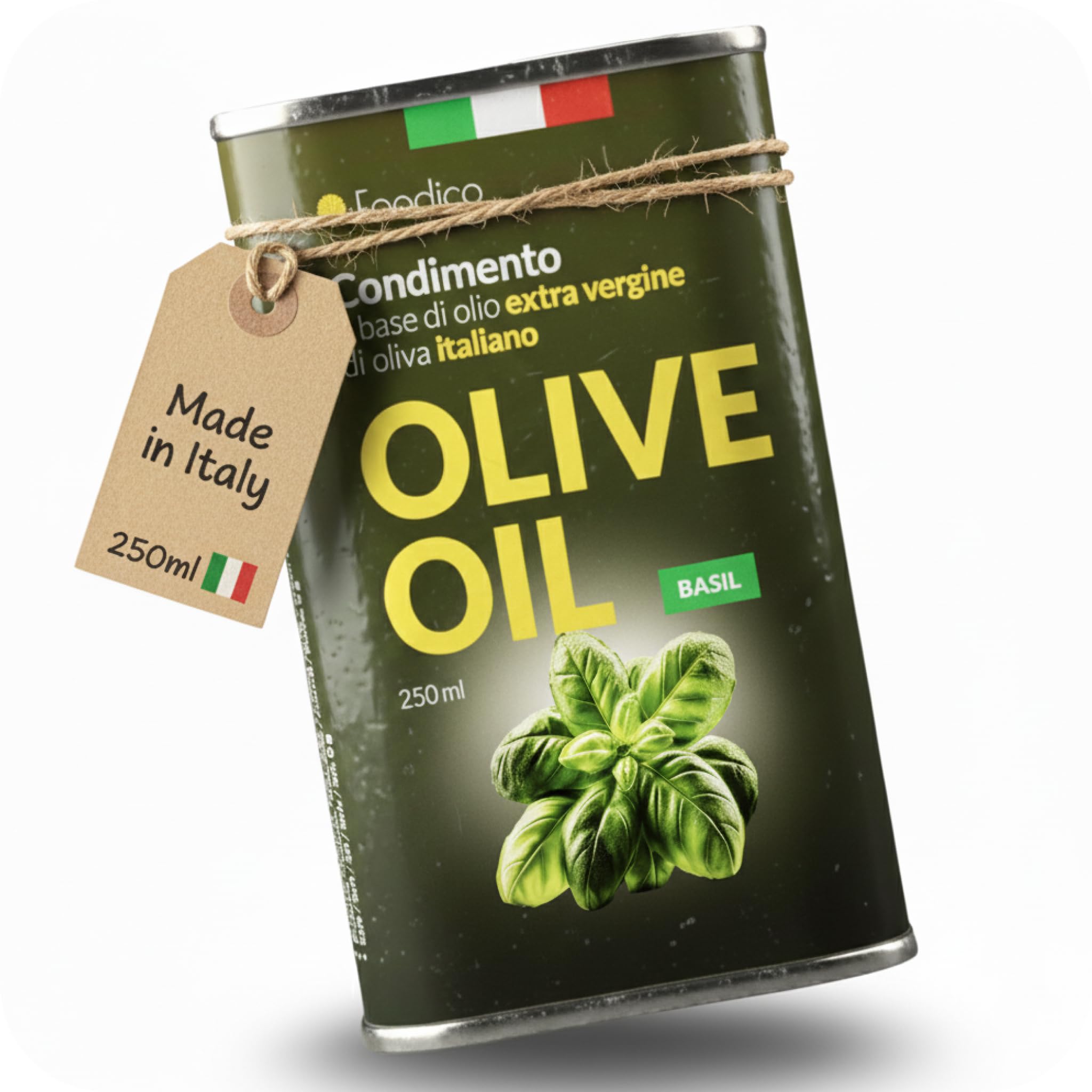 Foodico Basilikum | Italienisches Olivenöl Extra Vergine | kaltgepresst, vegan | 250 ml