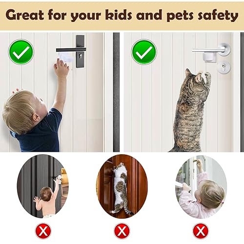 Miniatura 2 de Cerraduras de palanca de puerta a prueba de niños, paquete de 8 cerraduras para manija de puerta para seguridad del bebé y disuadir la apertura de