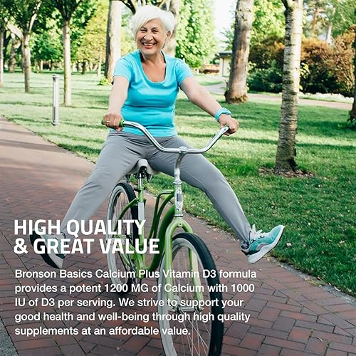 Miniatura 4 de Bronson Calcio 1200 mg por porción más vitamina D3 1000 UI fórmula de alta potencia, sin OMG, 120 tabletas