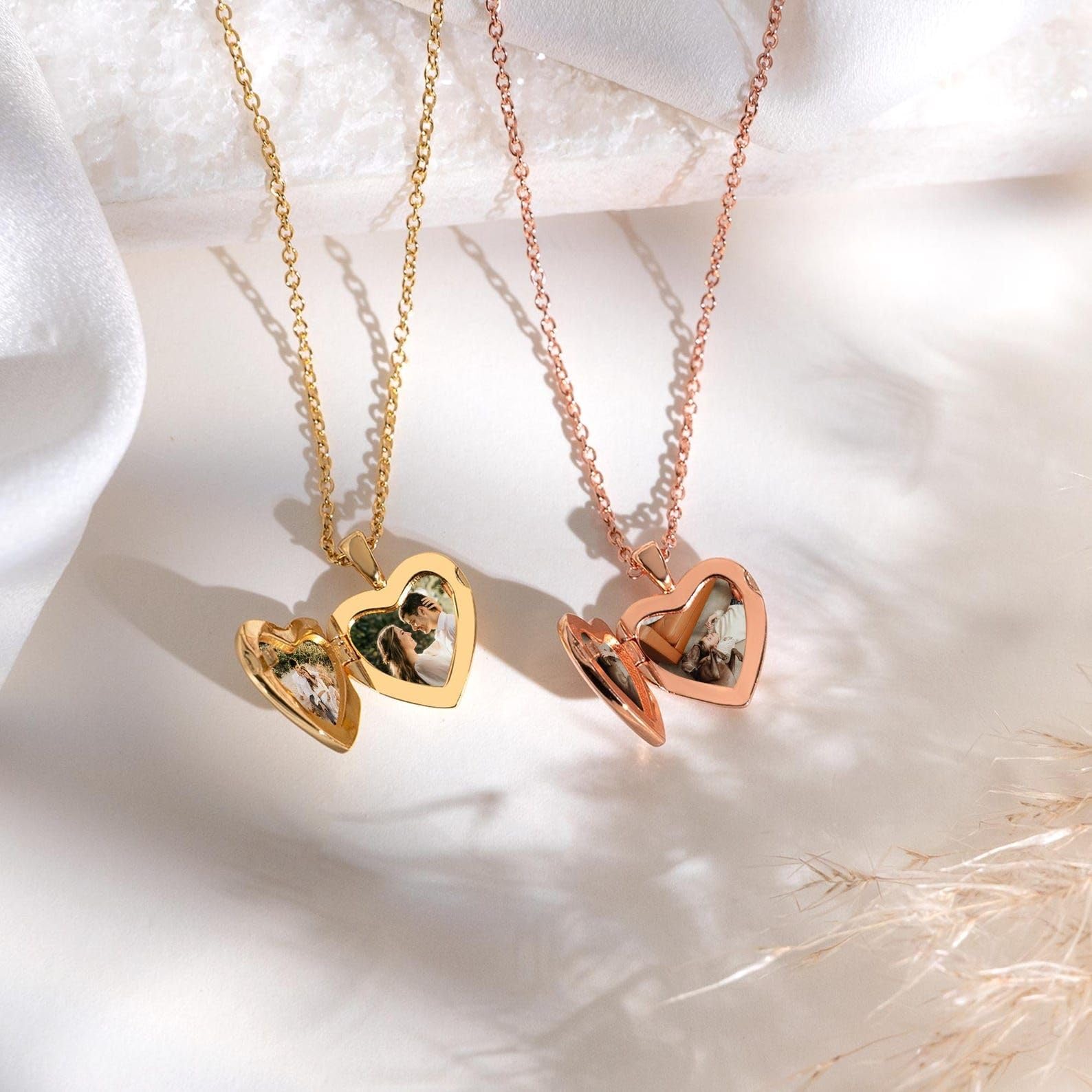 Oro cuore portafoto collana, personalizzato cuore portafoto collana con foto, commemorativo per lei, Festa della Mamma San Valentino per lei