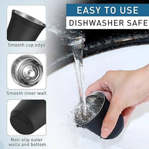 Miniatura 4 de Hsei 12 tazas de café de acero inoxidable de 2.5 onzas2.5 fl oz, tazas de metal Demitasse resistentes al calor, vaso de café con aislamiento de