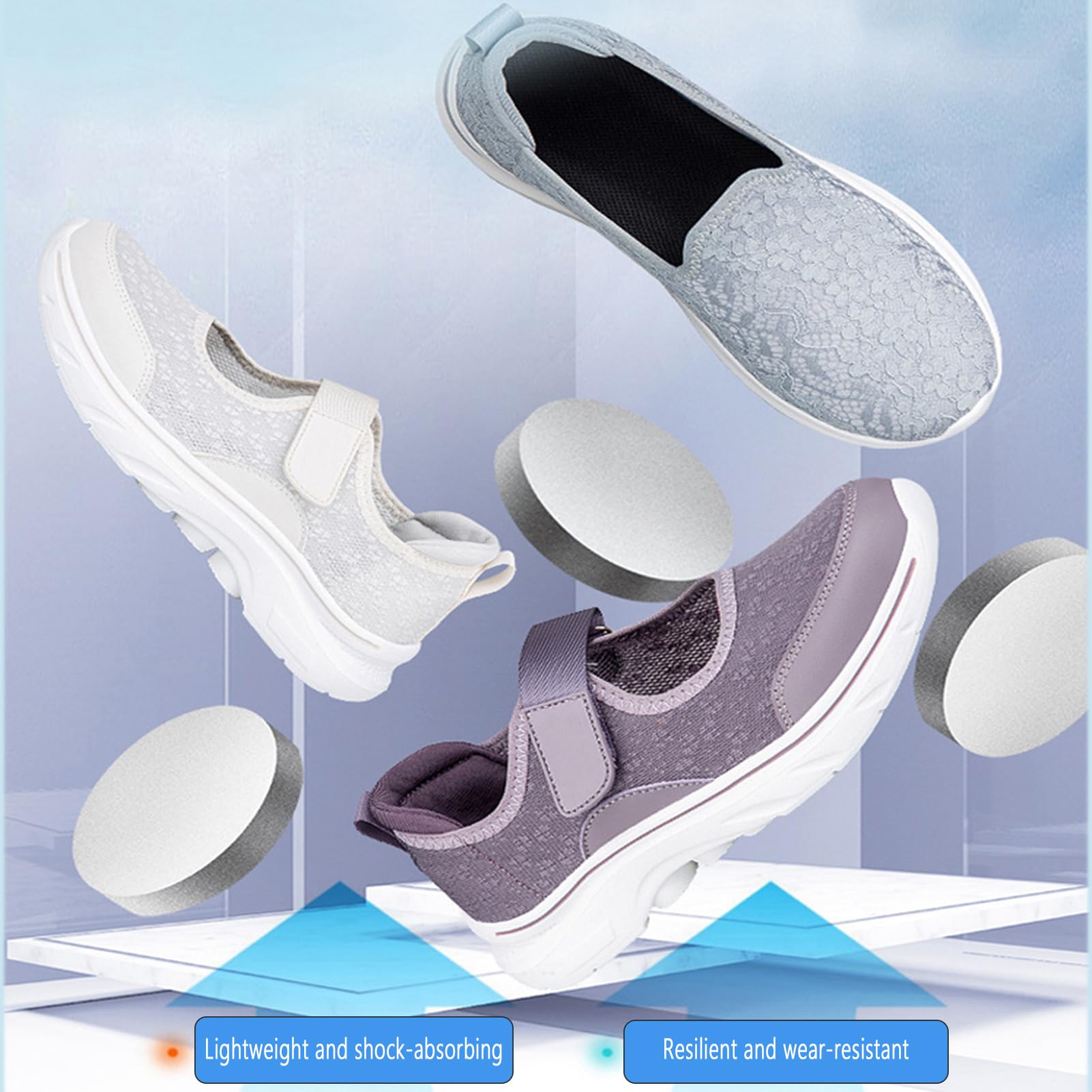Buty dla cukrzyków, damskie, letnie, ortopedyczne, z siateczki, buty rekreacyjne, oddychające, wygodne buty do chodzenia, lekkie buty do chodzenia, wygodne buty outdoorowe