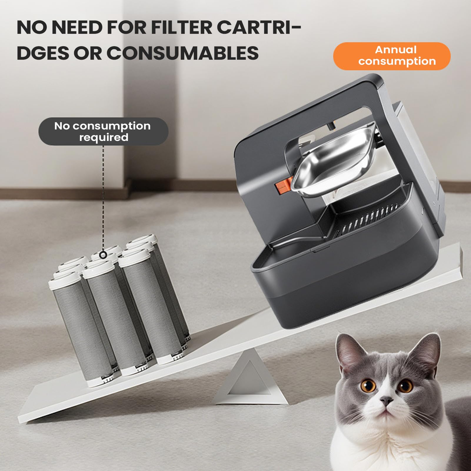 Bebedero para Gatos Plato Bebedero Silencioso de 3,2 litros | Fuente Hidratante Portátil para Animales Domésticos Para Cachorros, , Conejos, Interior, Exterior, Jaula y Transportín
