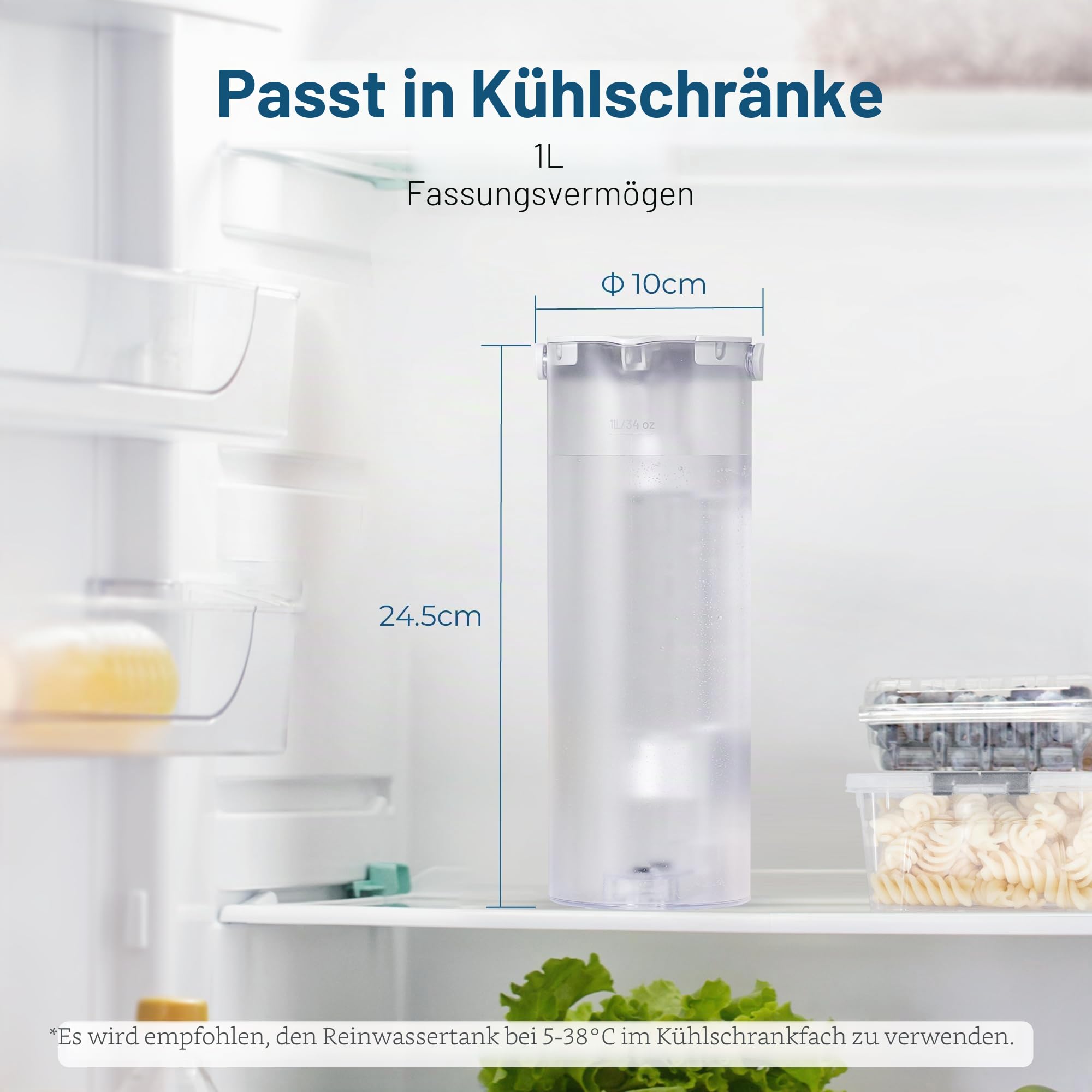 Maxblue MB-PWT Reinwassertank für WD-C1H Umkehrosmosesystem, Tragbares Reinwassertank, BPA frei, 1L