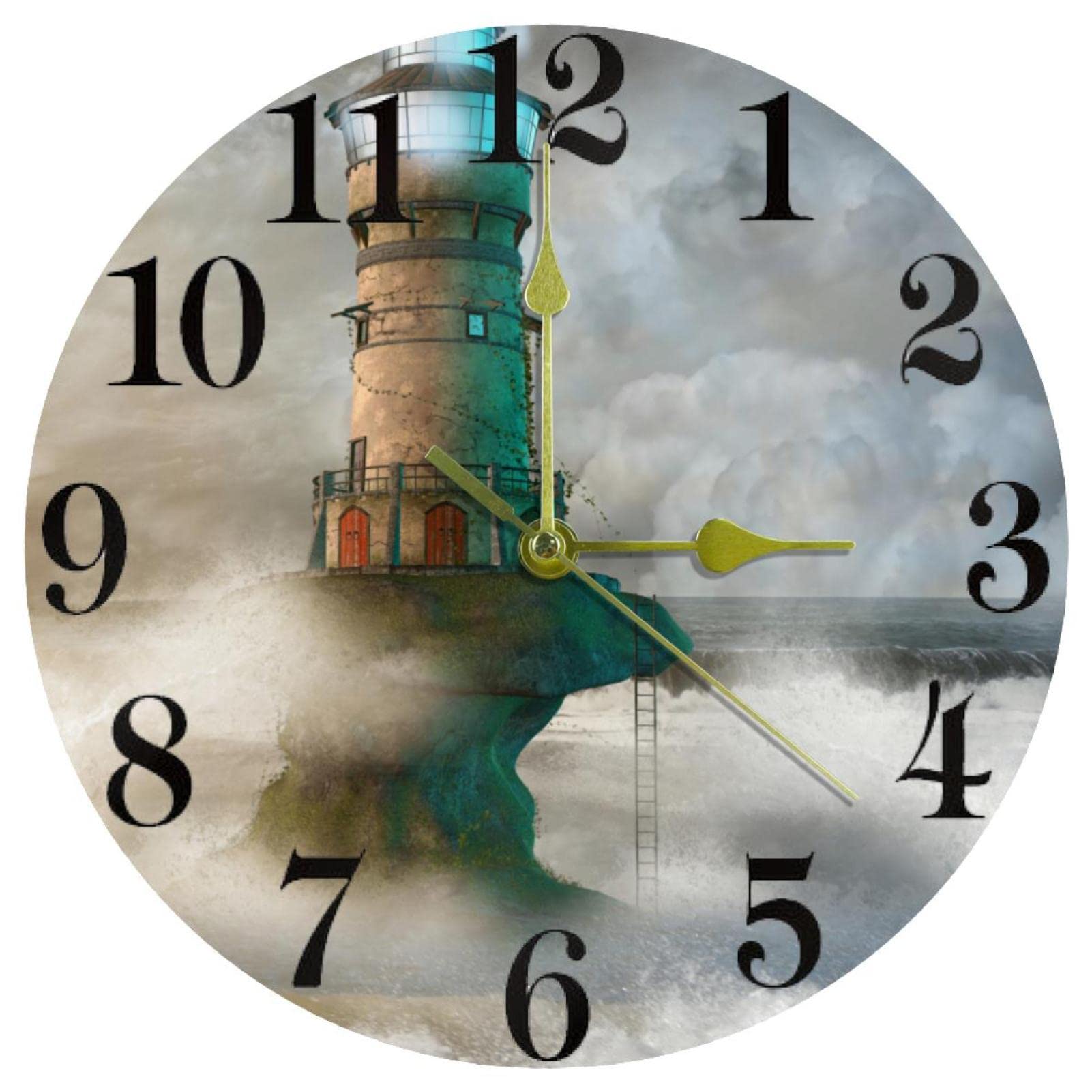 Horloge murale Ocean Lighthouse silencieuse pour éliminer le tic-tac agaçant