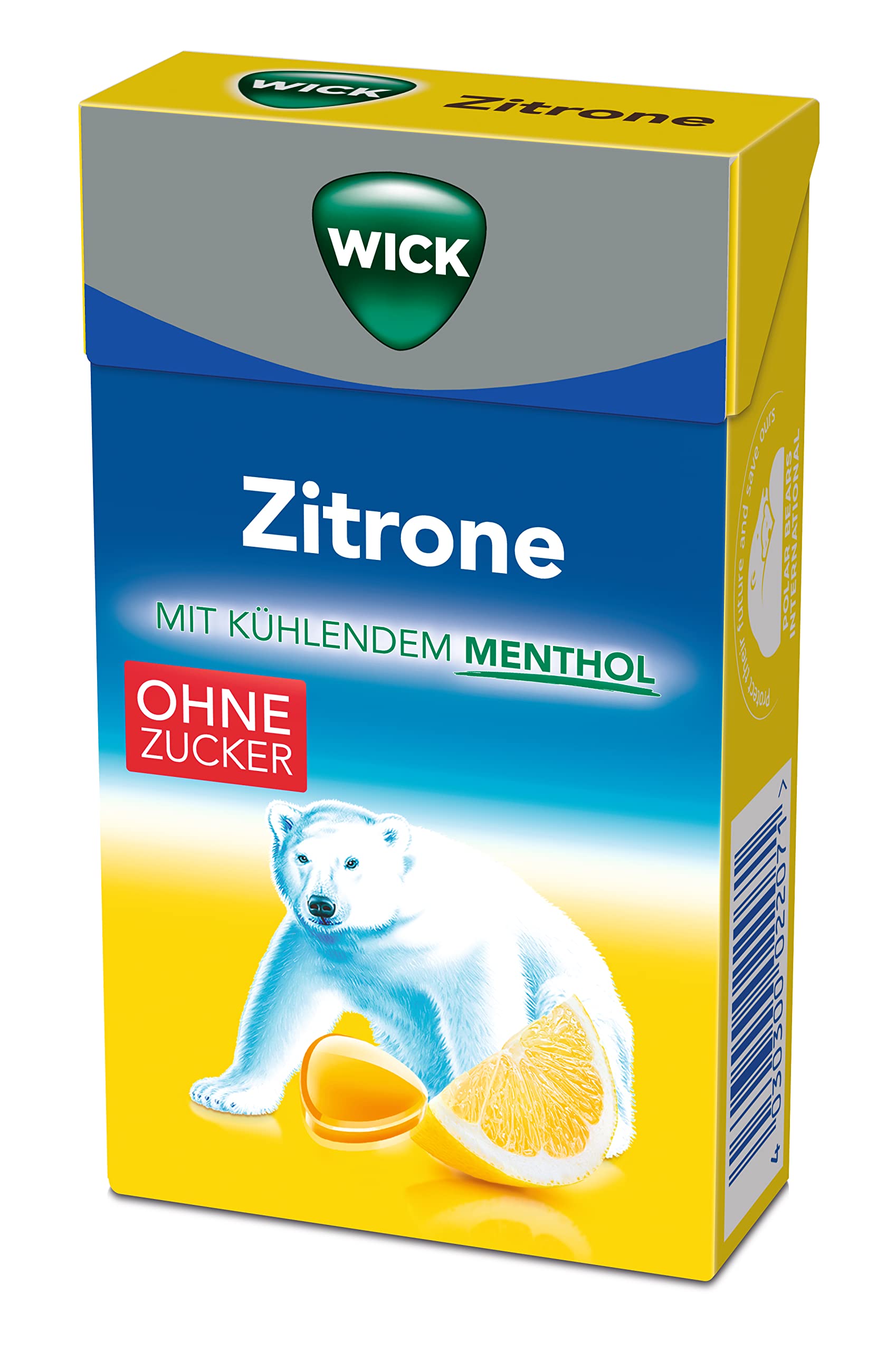 WICK Hustenbonbons Zitrone Clickbox mit Menthol ohne Zucker – 20 x 46 g