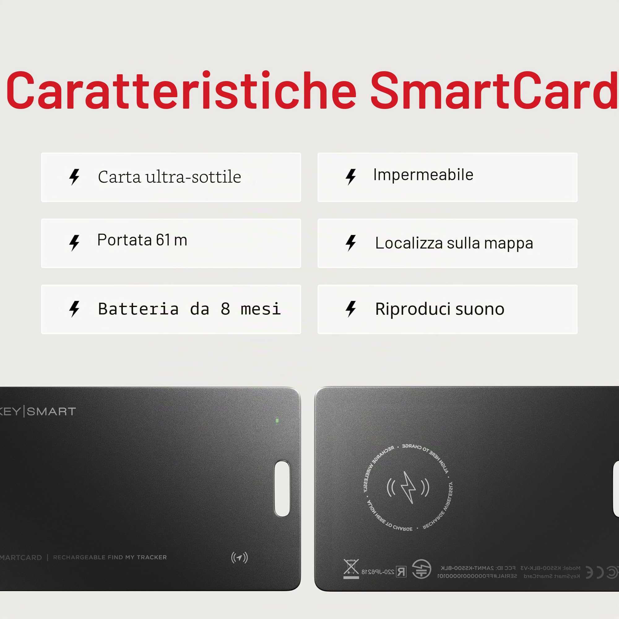 KEYSMART SmartCard Carta Tracker GPS Portafoglio, Ricaricabile e Riutilizzabile, Versatile Foro per Portachiavi, Compatibile Apple Dov’è, Localizzatore GPS per Valigia (Nero, Confezione da 3)
