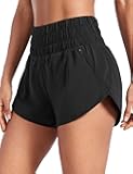 High Waisted Dolphin Running Shorts for Womens Mesh Liner for Gym Workout Athletic with Zipper Pocket