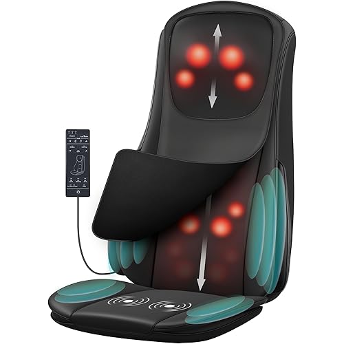 Snailax Shiatsu Neck Back Massager with Heat, Full Body Massage Chair Pad, 4D Knead, Waist & Hip Compression Adjustable Shiatsu Nodes Chair Massage Seat Cushion, Gifts ofr Men, Women