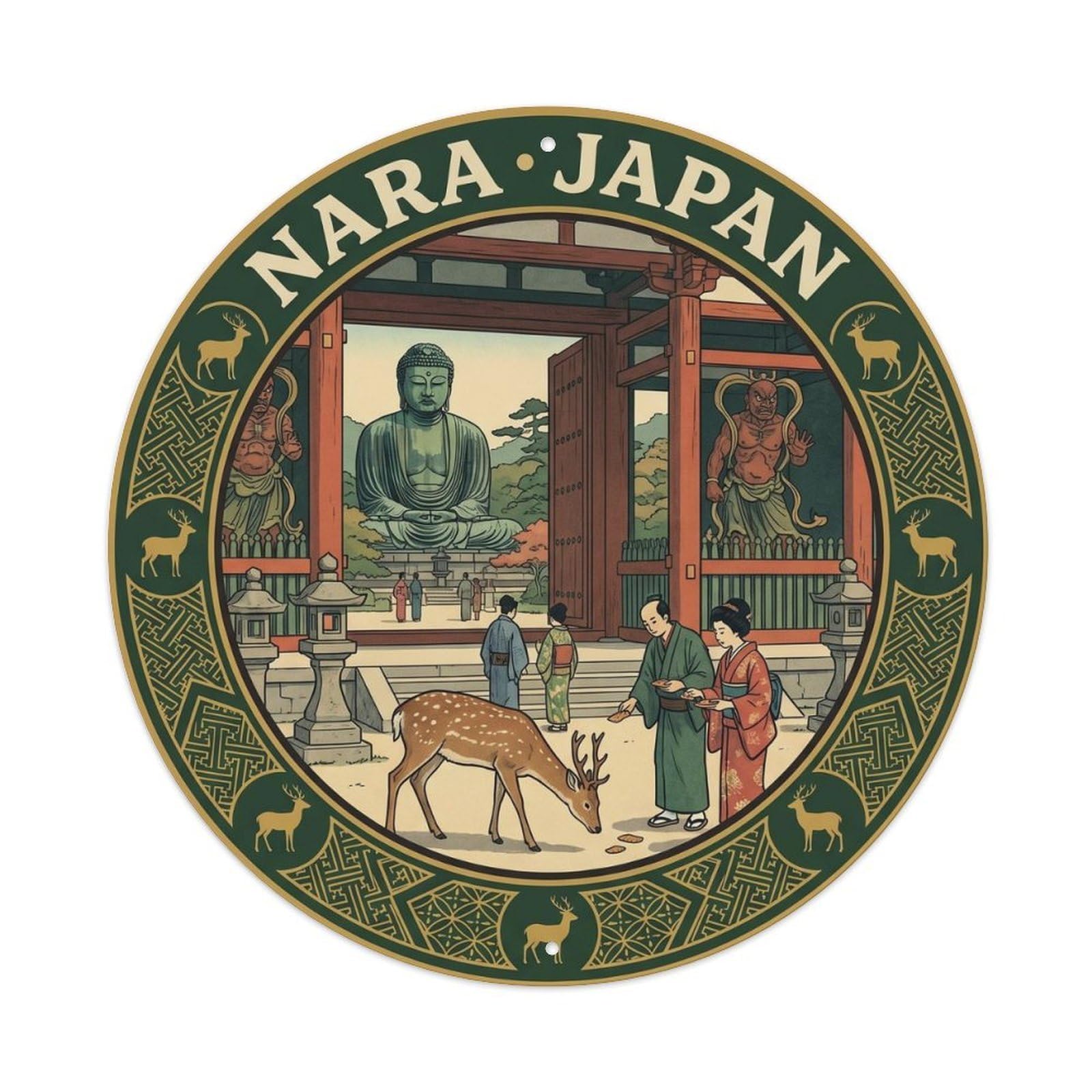 Todaiji Deer Great Buddha Coastal Wildlife Forest Metal Tin Sign