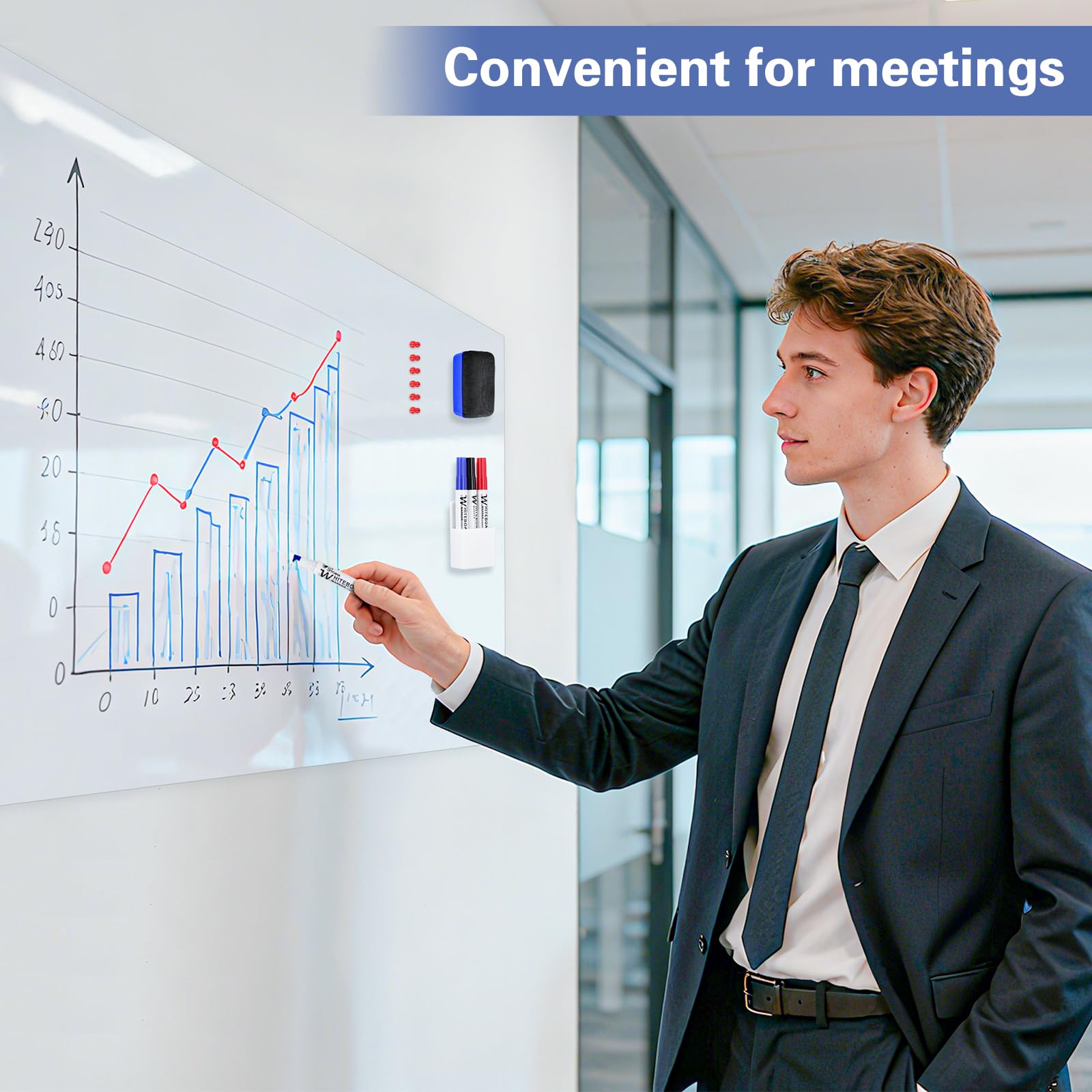 Whiteboard Folie 60x120 cm Magnetisch Selbstklebend Whiteboard Folie,Abwischbare DIY Magnetisches Enthält 4 Marker, 6 Magnete und einen Schwamm