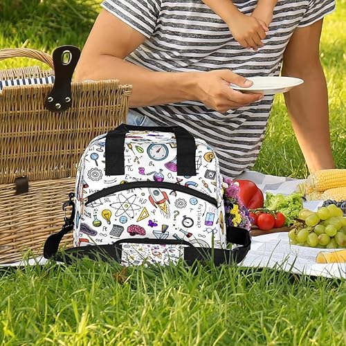 Miniatura 2 de Lonchera con diseño científico, bolsa aisladaenfriadora para mujeres, hombres, niñas, niños, bolsa de almuerzo educativa con correa ajustable para